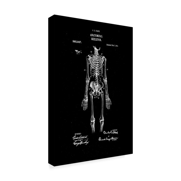 Claire Doherty 'Anatomical Skeleton Patent 1911 Black' Canvas Art,12x19